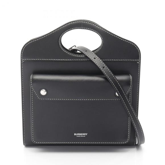 Burberry Mini Topstitched Handbag, Leather, Women's, Black - Picture 1 of 9